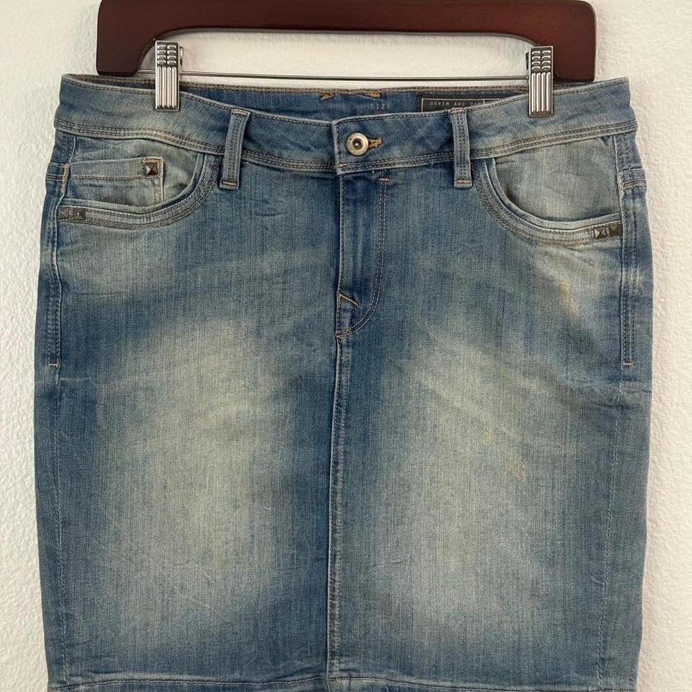 VTG Y2K EDC Denim and Dry Goods by Esprit Cotton Mini Skirt Stretch Faded Sz 38